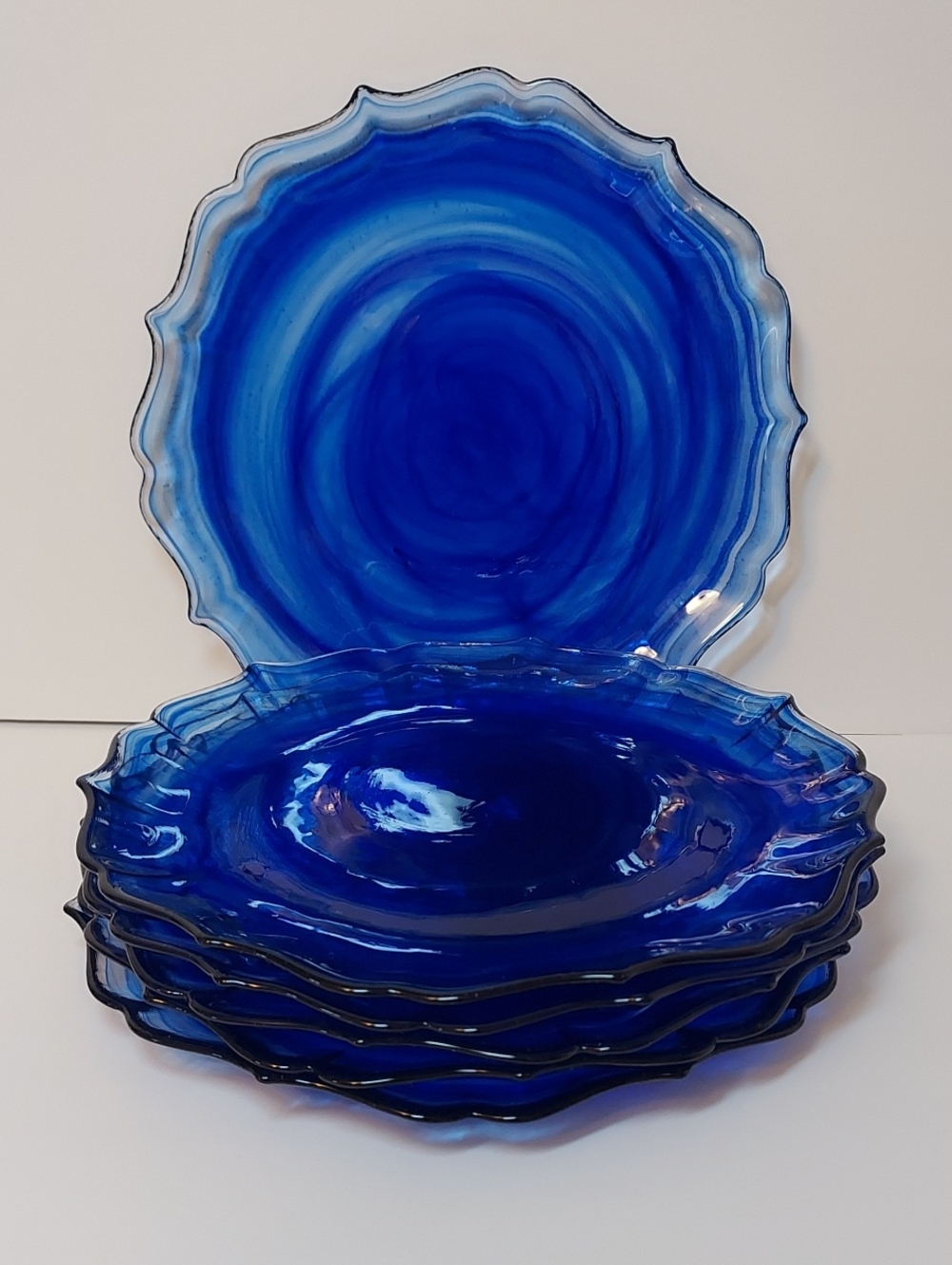 The Art of Tabletop Cobalt Blue Swirl Salad Plates Turkey Set of 6